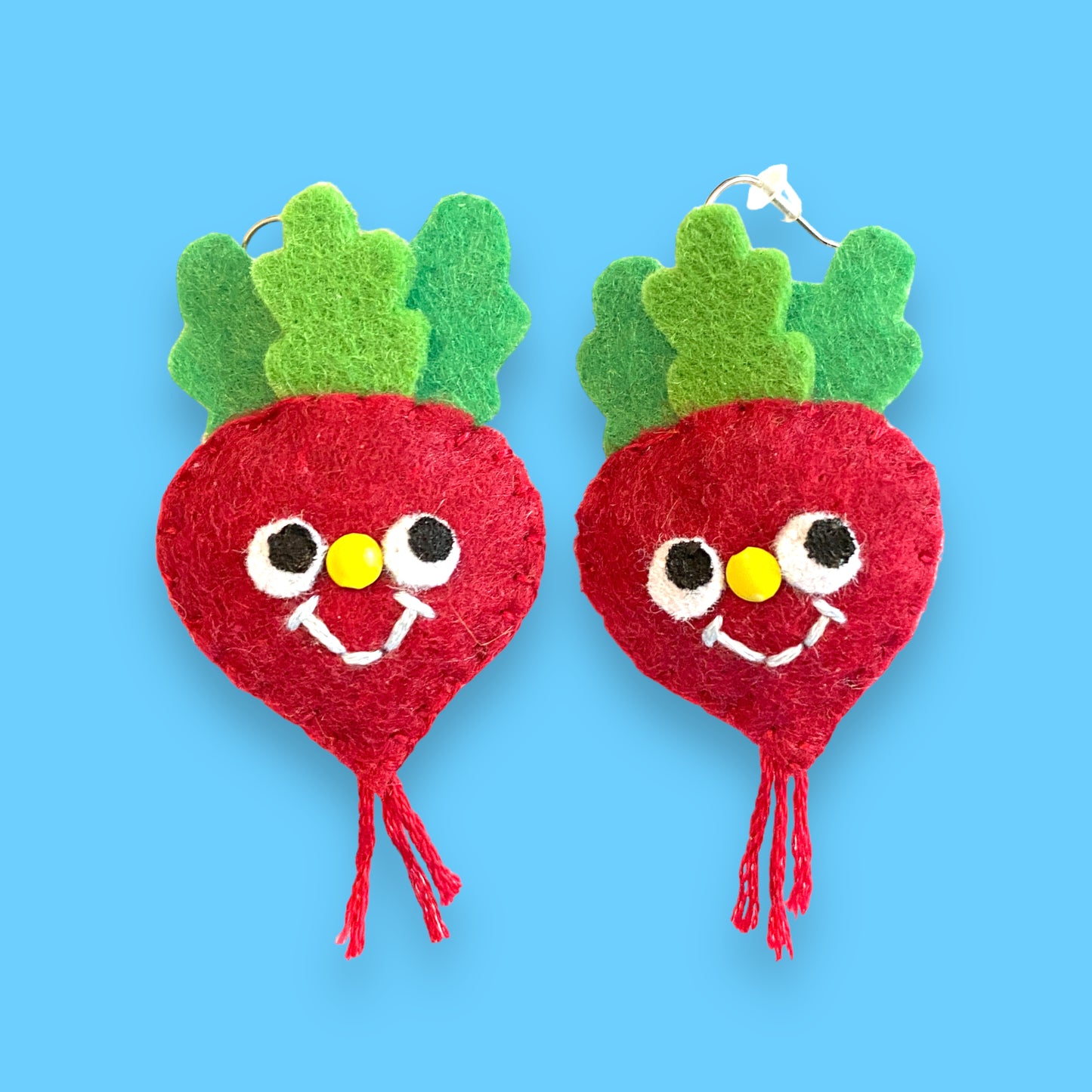 Radish Felt Earrings 🍠🌱