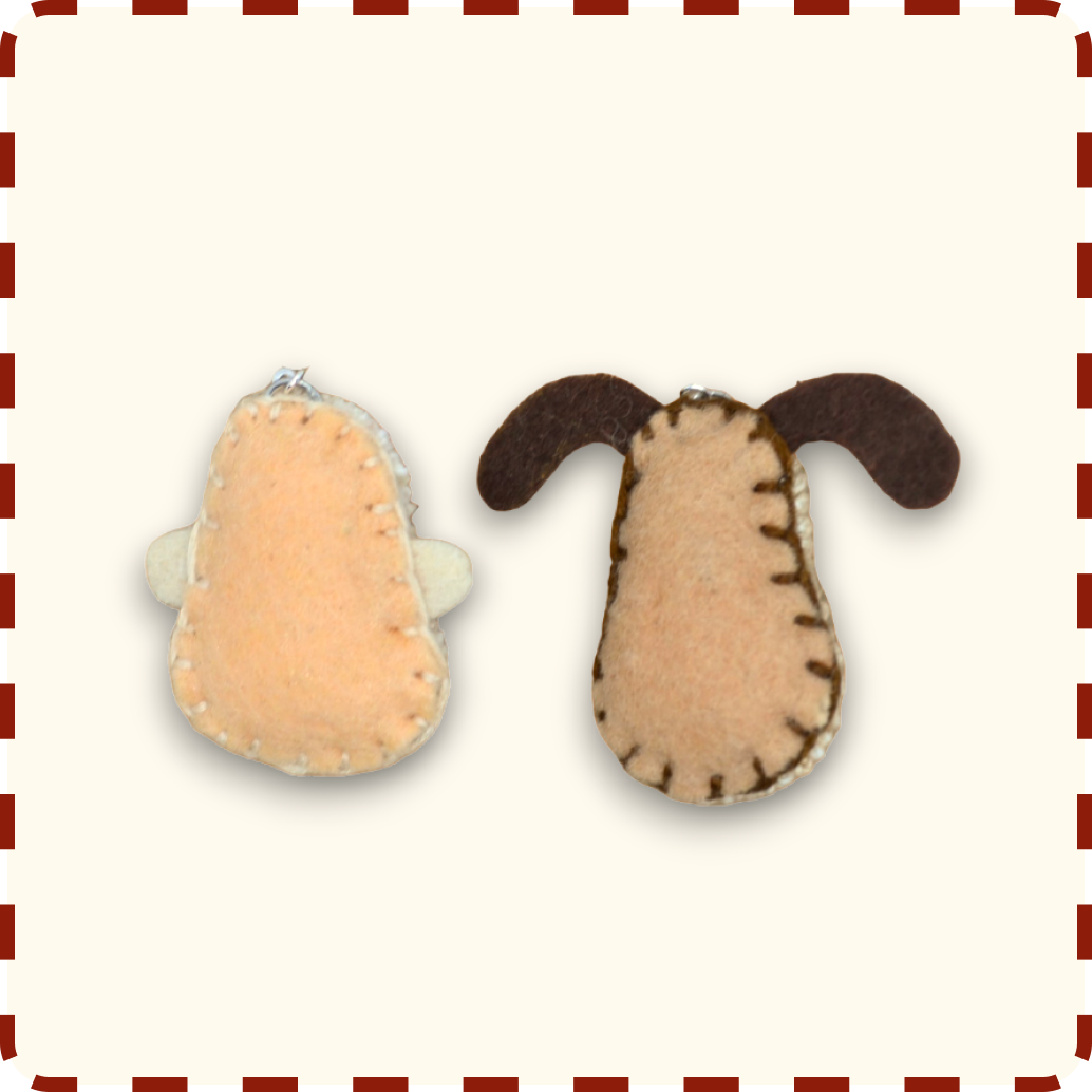 Bald Man + Dog Punchneedle Earrings