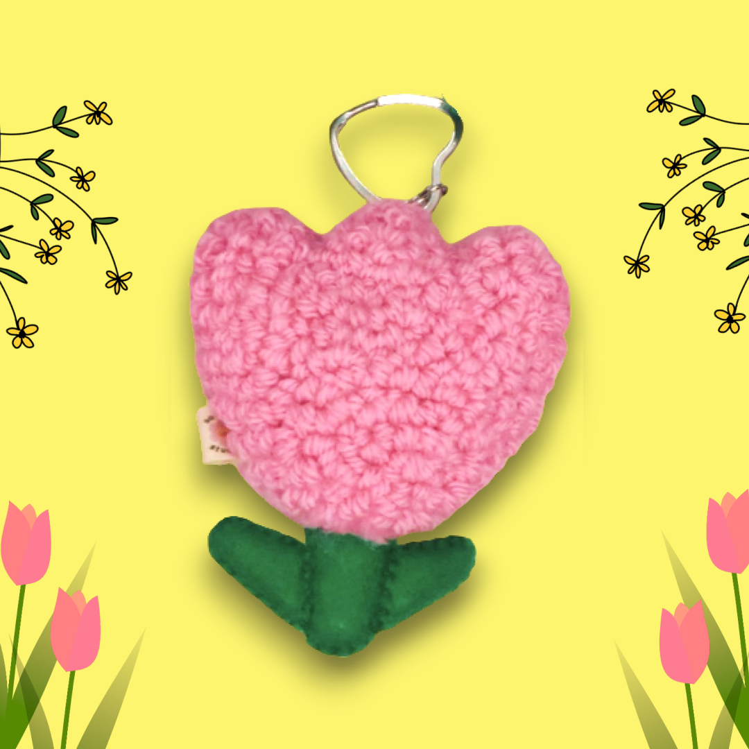 ๐ท Tulip Punchneedle Bag Charm | Keychain ๐