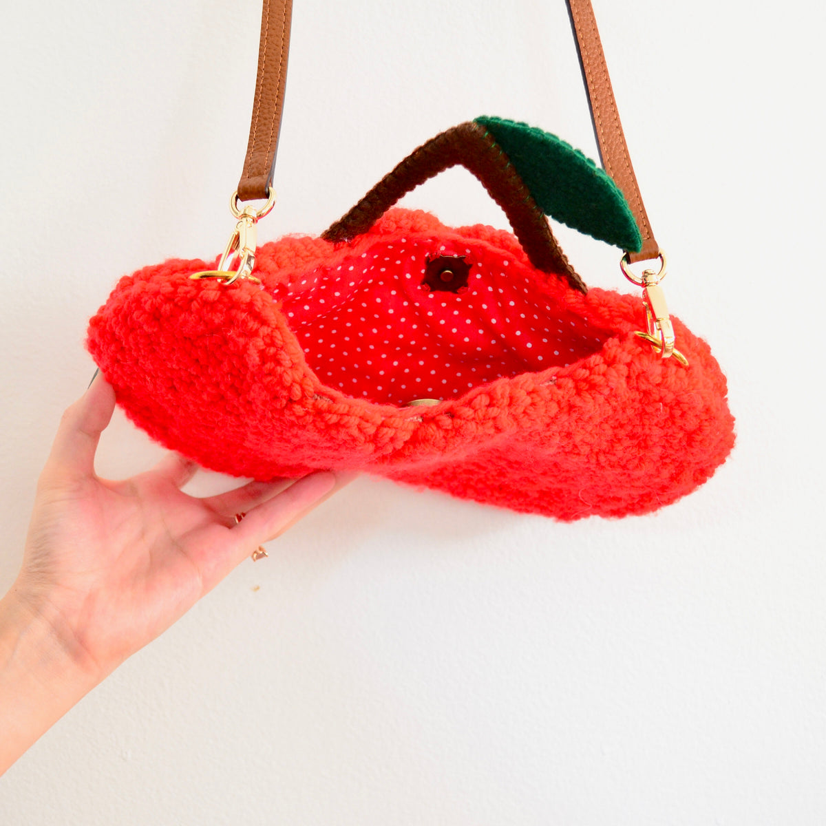 Cherry Punchneedle Bag | Handtufted Purse π