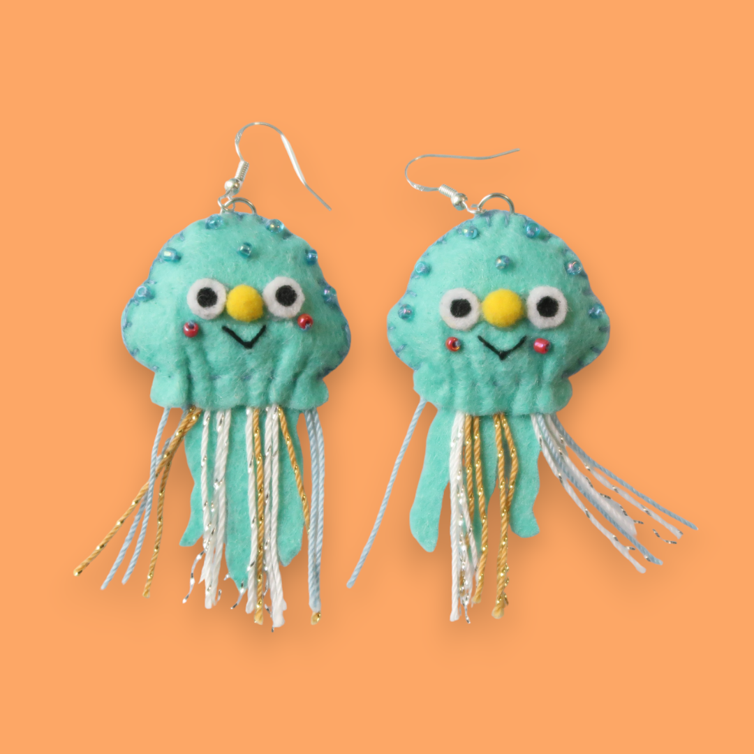 Jellyfish Felt Earrings 🌀