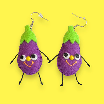 Eggplant Felt Earrings 🍆