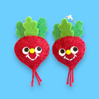 Radish Felt Earrings 🍠🌱