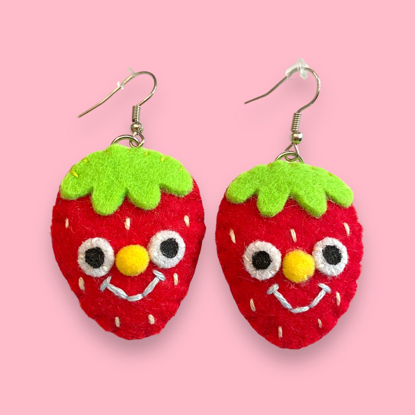 Strawberry Felt Earrings 🍓