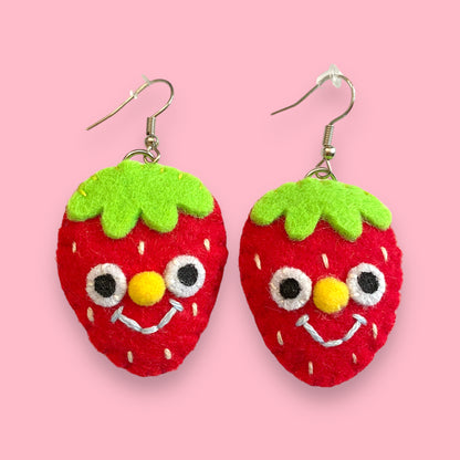 Strawberry Felt Earrings 🍓