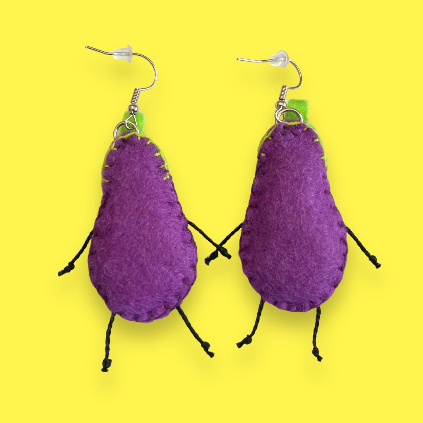 Eggplant Felt Earrings 🍆