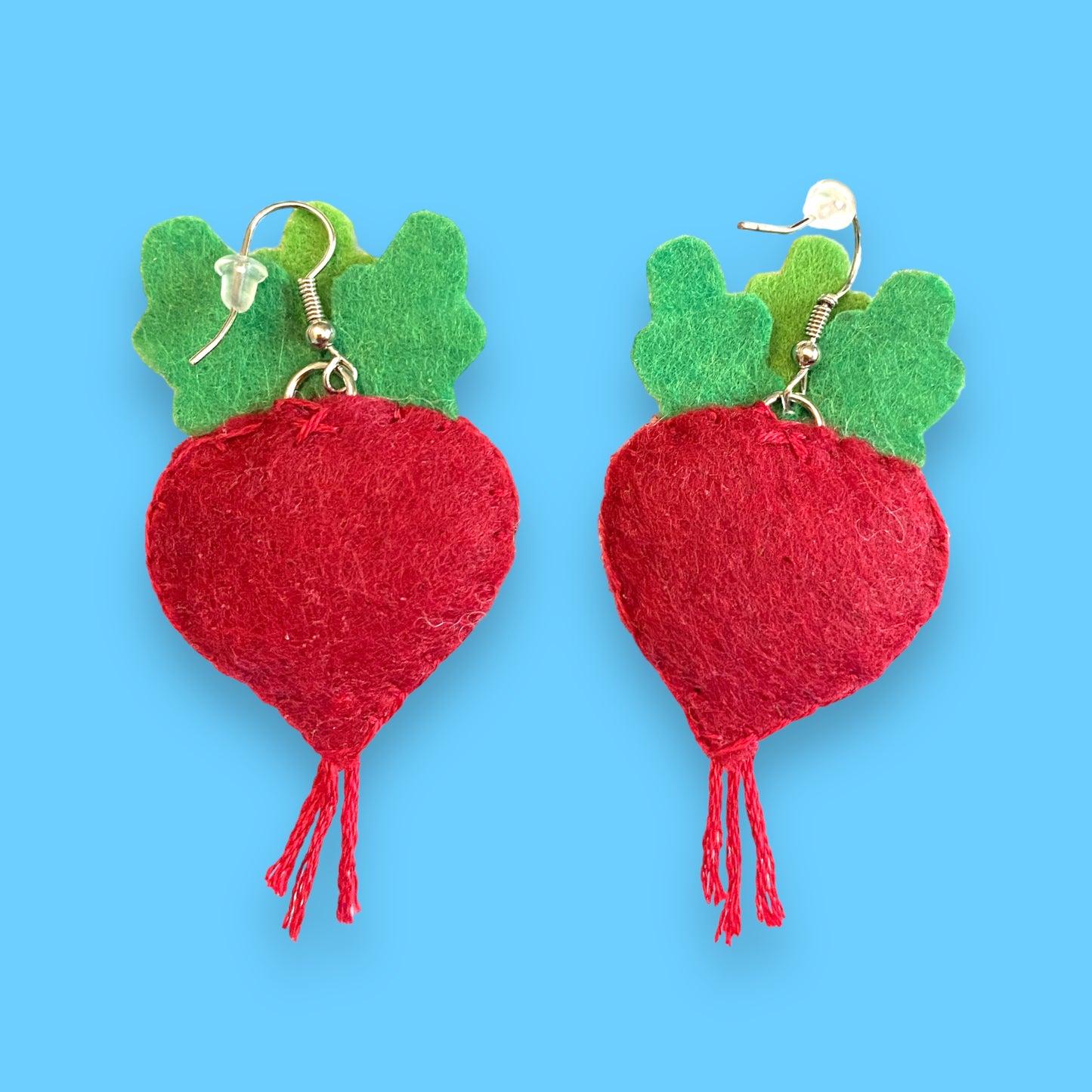 Radish Felt Earrings 🍠🌱
