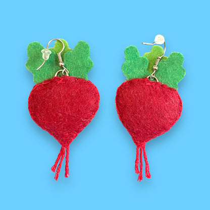 Radish Felt Earrings 🍠🌱