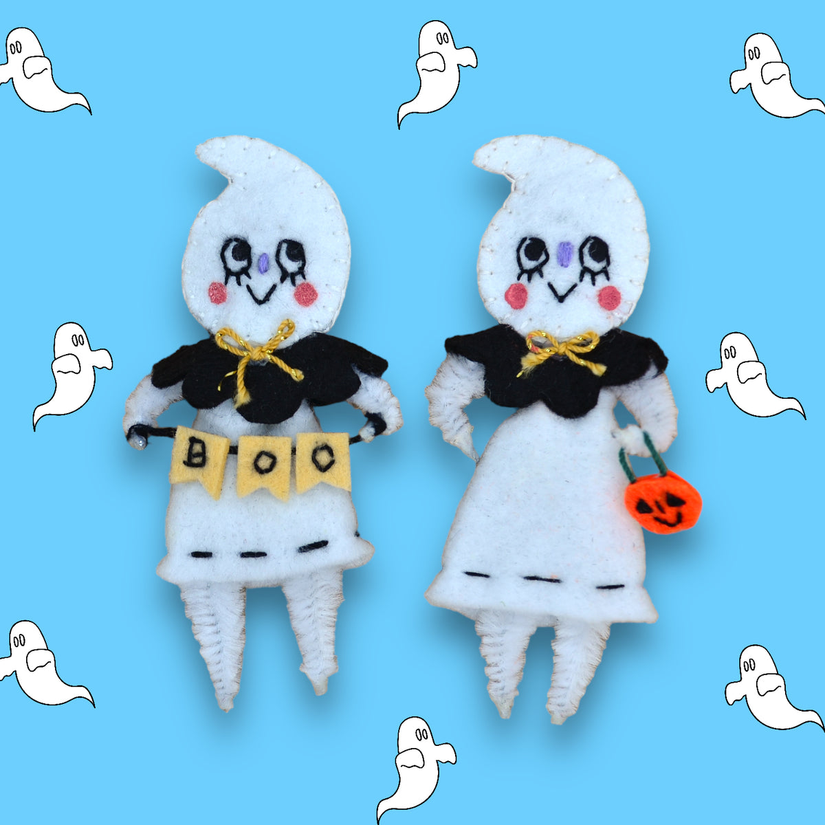 Ghostie Gals Felt Brooch 🎃👻🖤