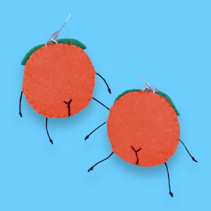 Orange Fruity Booty Felt Earrings 🍊