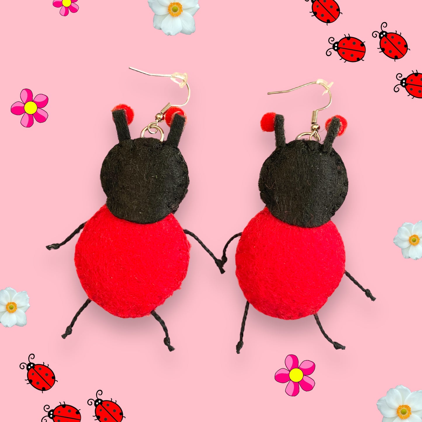 Ladybug Felt Earrings 🐞