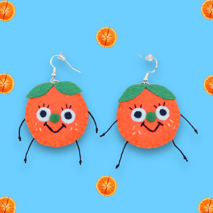 Orange Fruity Booty Felt Earrings 🍊