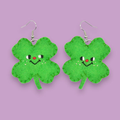 Lucky Clover Felt Earrings 🍀