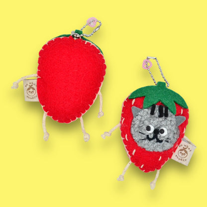 Strawberry Kitty Magnetic Bag Charms 🍓 | Pair of Charms