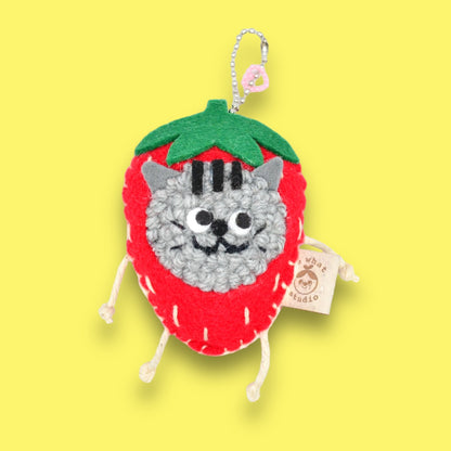 Strawberry Kitty Magnetic Bag Charms 🍓 | Pair of Charms