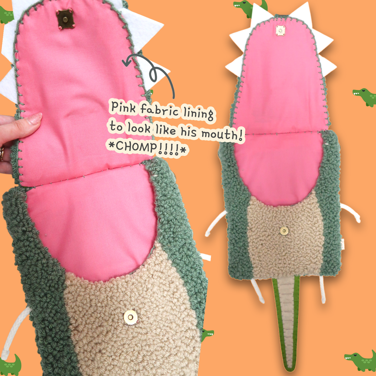 Alligator Punchneedle Bag🐊 | Fiber Art Purse