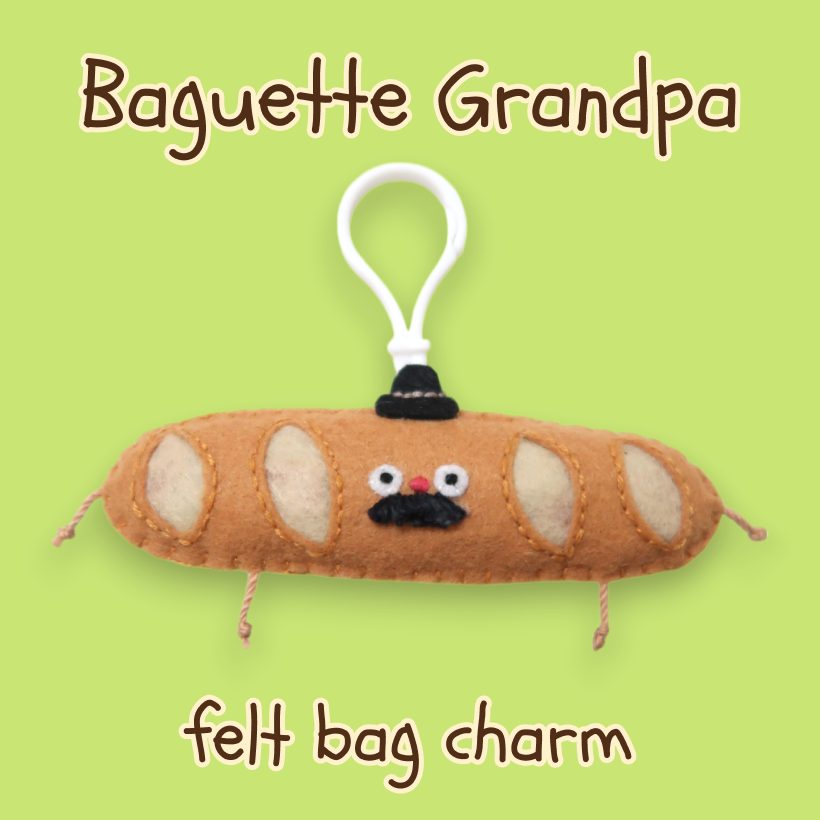 Baguette Grandpa Felt Bag Charm 🥖
