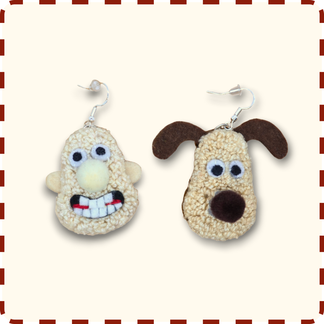 Bald Man + Dog Punchneedle Earrings