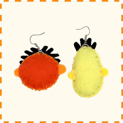 Bert + Ernie Punchneedle Earrings🧡💛