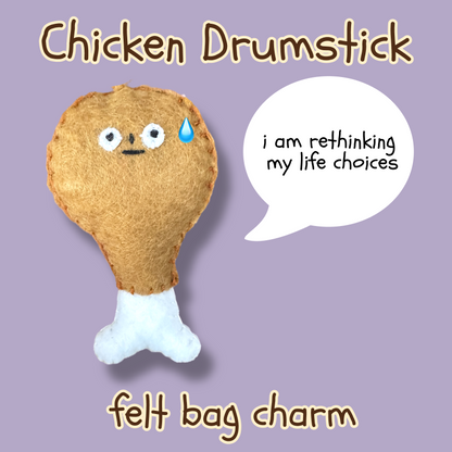 Chicken Drumstick Felt Bag Charm🍗