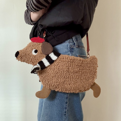 Wiener Dog Punchneedle Bag 🐶🥖 | Fiber Art Purse