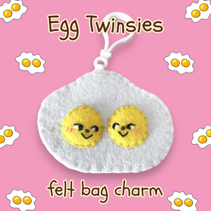 Double Yolk Egg | Twin Eggs Felt Bag Charm