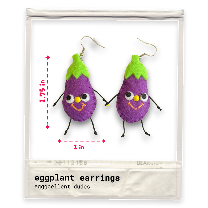 Eggplant Felt Earrings 🍆