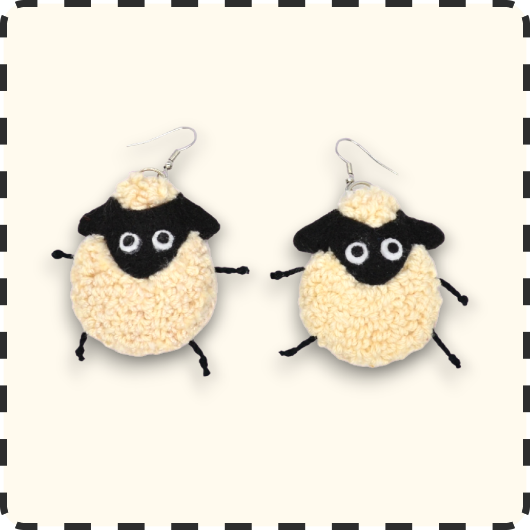 Fluffy Sheep Punchneedle Earrings🐑