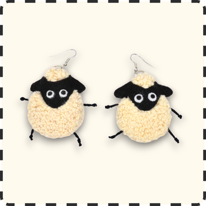 Fluffy Sheep Punchneedle Earrings🐑