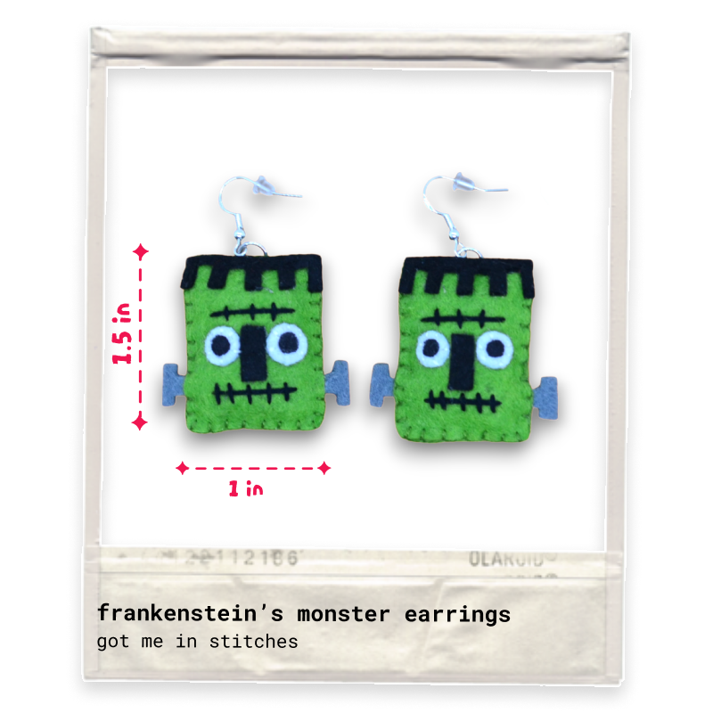 Frankenstein's Monster Felt Earrings 🖤