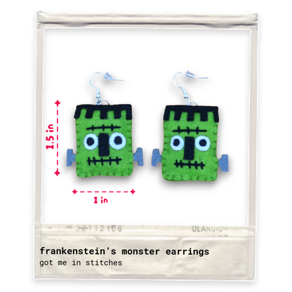 Frankenstein's Monster Felt Earrings 🖤