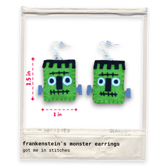 Frankenstein's Monster Felt Earrings 🖤