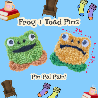 Frog + Toad Pin Pair🐸☕️🧺🤎