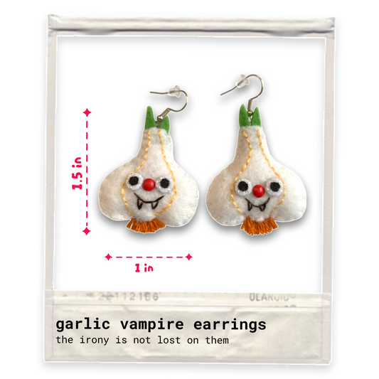 Garlic Vampire Felt Earrings 🧄🧛‍♀️