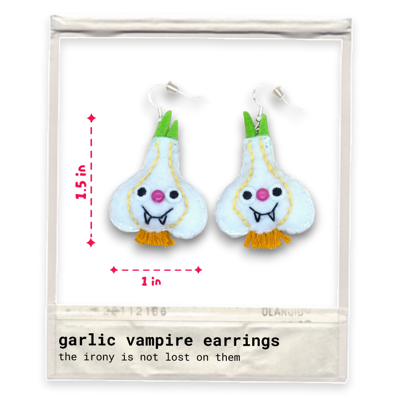Garlic Vampire Felt Earrings 🧄🧛‍♀️