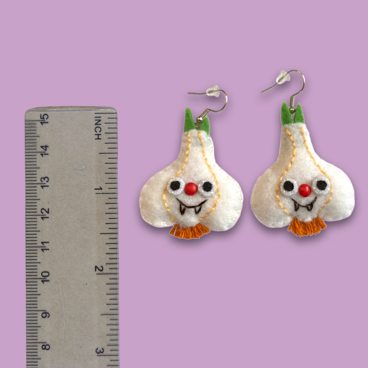 Garlic Vampire Felt Earrings 🧄🧛‍♀️
