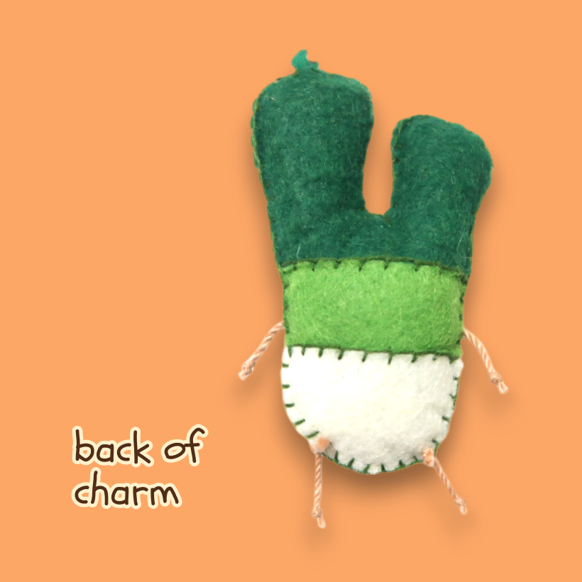 Green Onion/Leek Felt Bag Charm