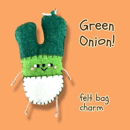 Green Onion/Leek Felt Bag Charm