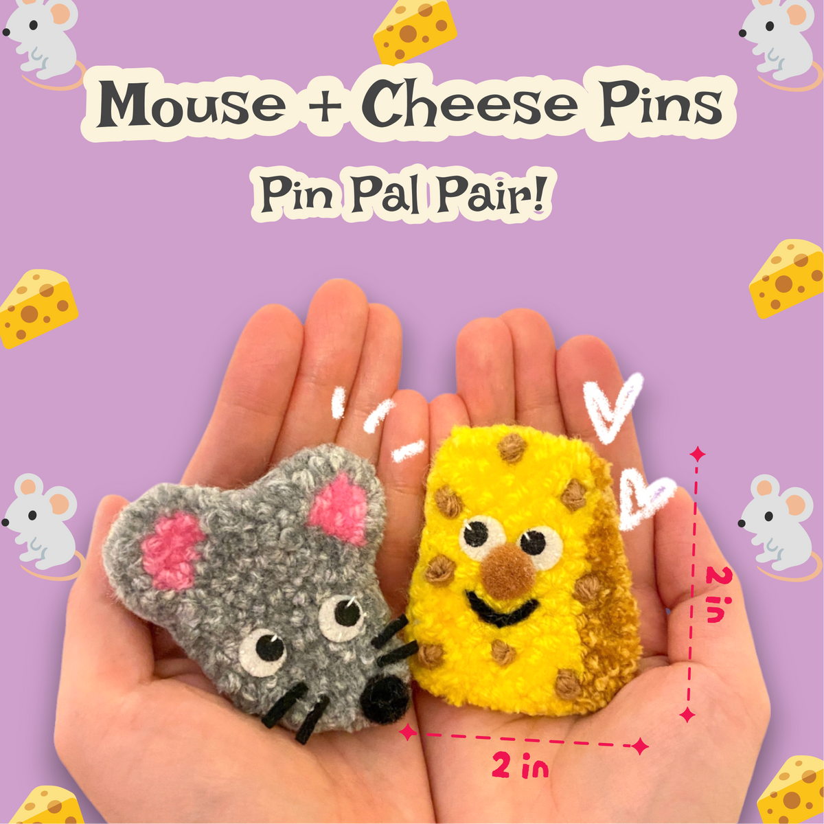 Mouse + Cheese Pin Pal Pair🐭🪤🧀