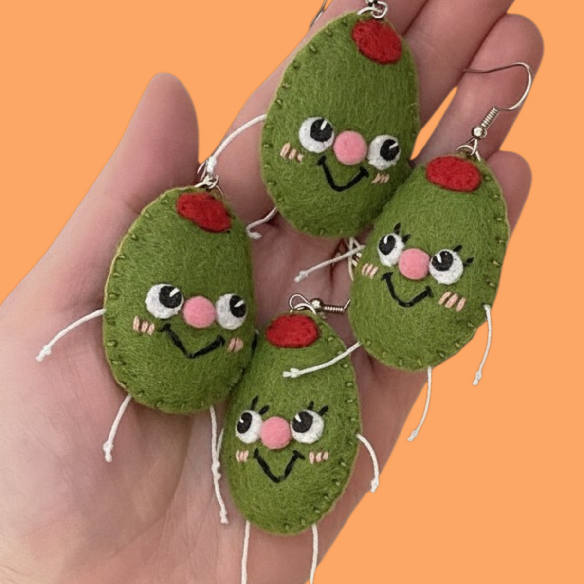 Olive Felt Earrings 🫒