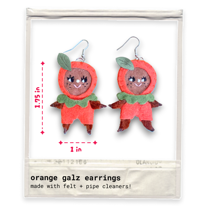 Orange Girls Felt Earrings 🍊👯‍♀️