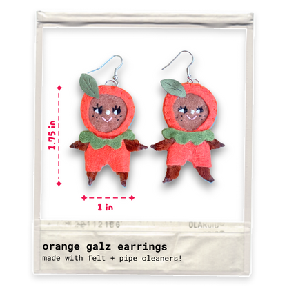 Orange Girls Felt Earrings 🍊👯‍♀️