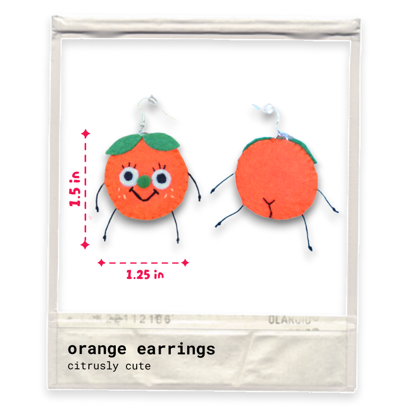 Orange Fruity Booty Felt Earrings 🍊