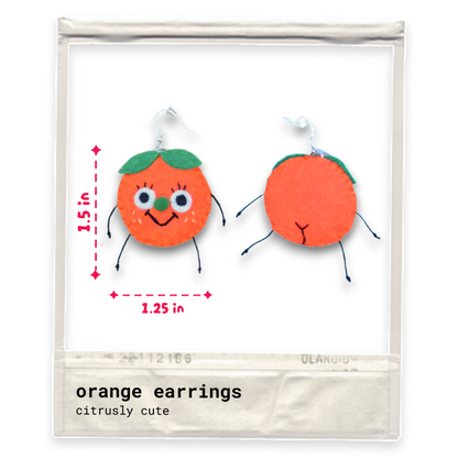 Orange Fruity Booty Felt Earrings 🍊