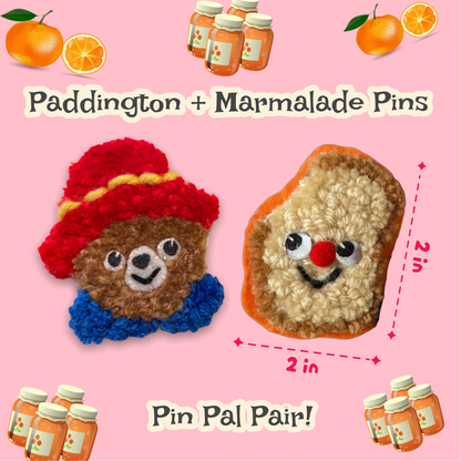 Paddington Bear + Marmalade Punchneedle Pin Pair 🧸🥪🧳