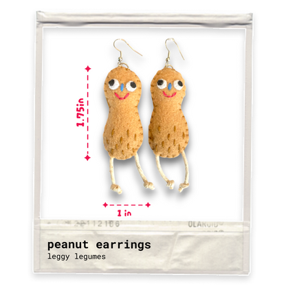 Leggy Legume Peanut Felt Earrings 🥜