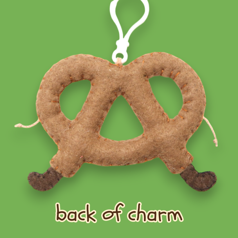 Pretzel Grumpy Guy Felt Bag Charm 🥨