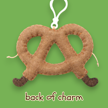 Pretzel Grumpy Guy Felt Bag Charm 🥨