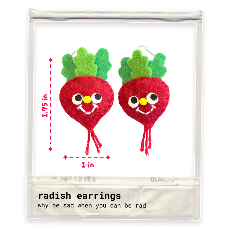 Radish Felt Earrings 🍠🌱
