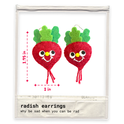 Radish Felt Earrings 🍠🌱
